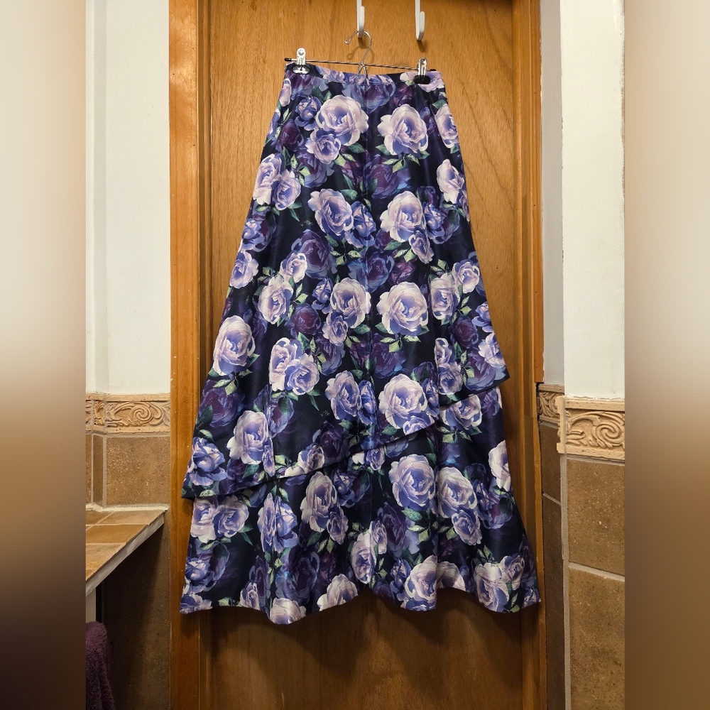 Sequin 💜 Hearts Floral Maxi Skirt